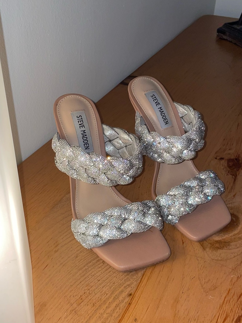 Steve Madden Crystal Braided Double-Strap Heels
